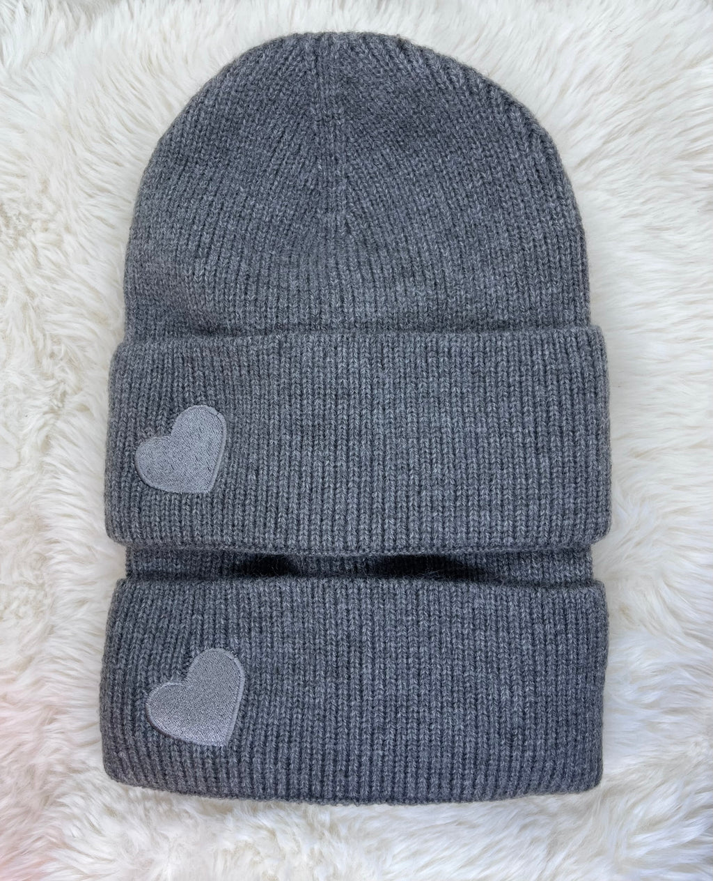 Bonnet Petit Coeur Brodé - Gris