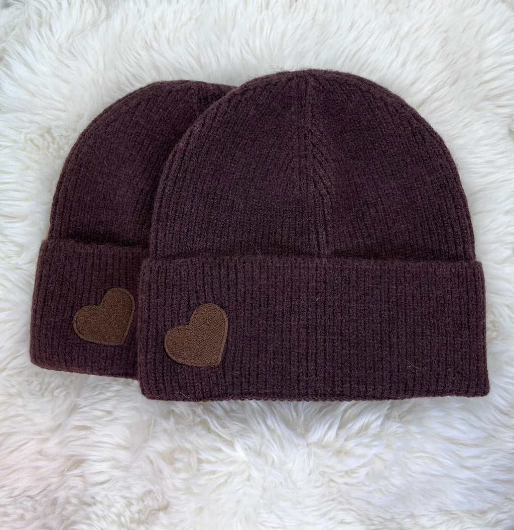 Bonnet Petit Coeur Brodé - Bordeaux