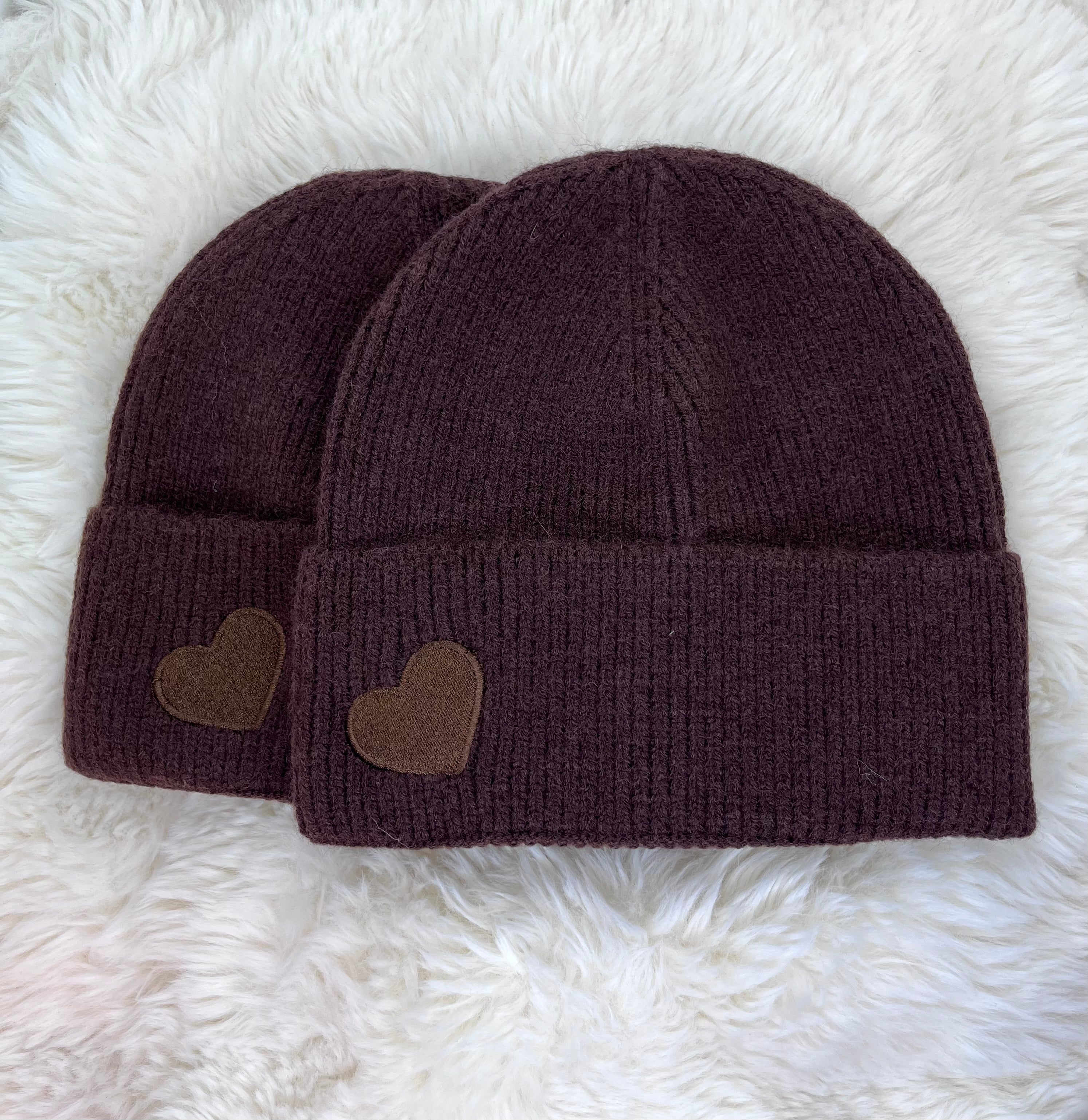 Bonnet Petit Coeur Brodé - Bordeaux