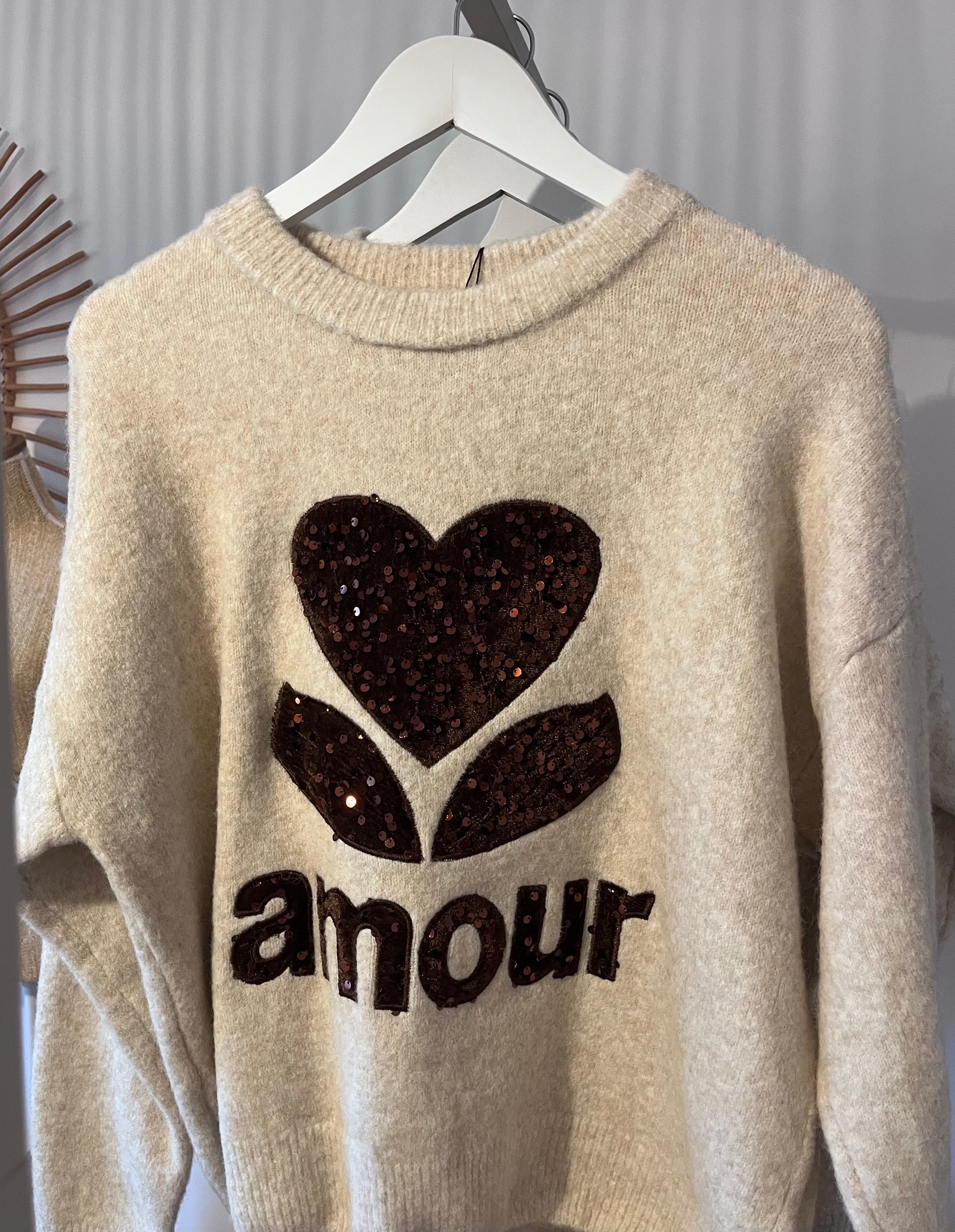 Pull Femme Amour beige  - style Bohème